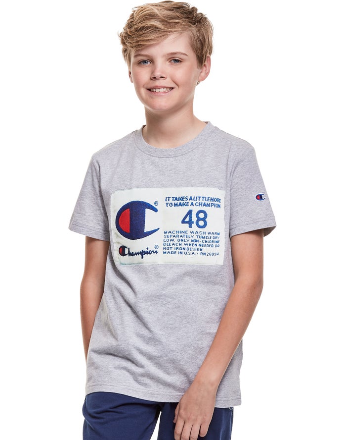 Champion T-Shirt Jongens - Grijs - Cotton Photo-real Jock Tag ( 963041-CTG )